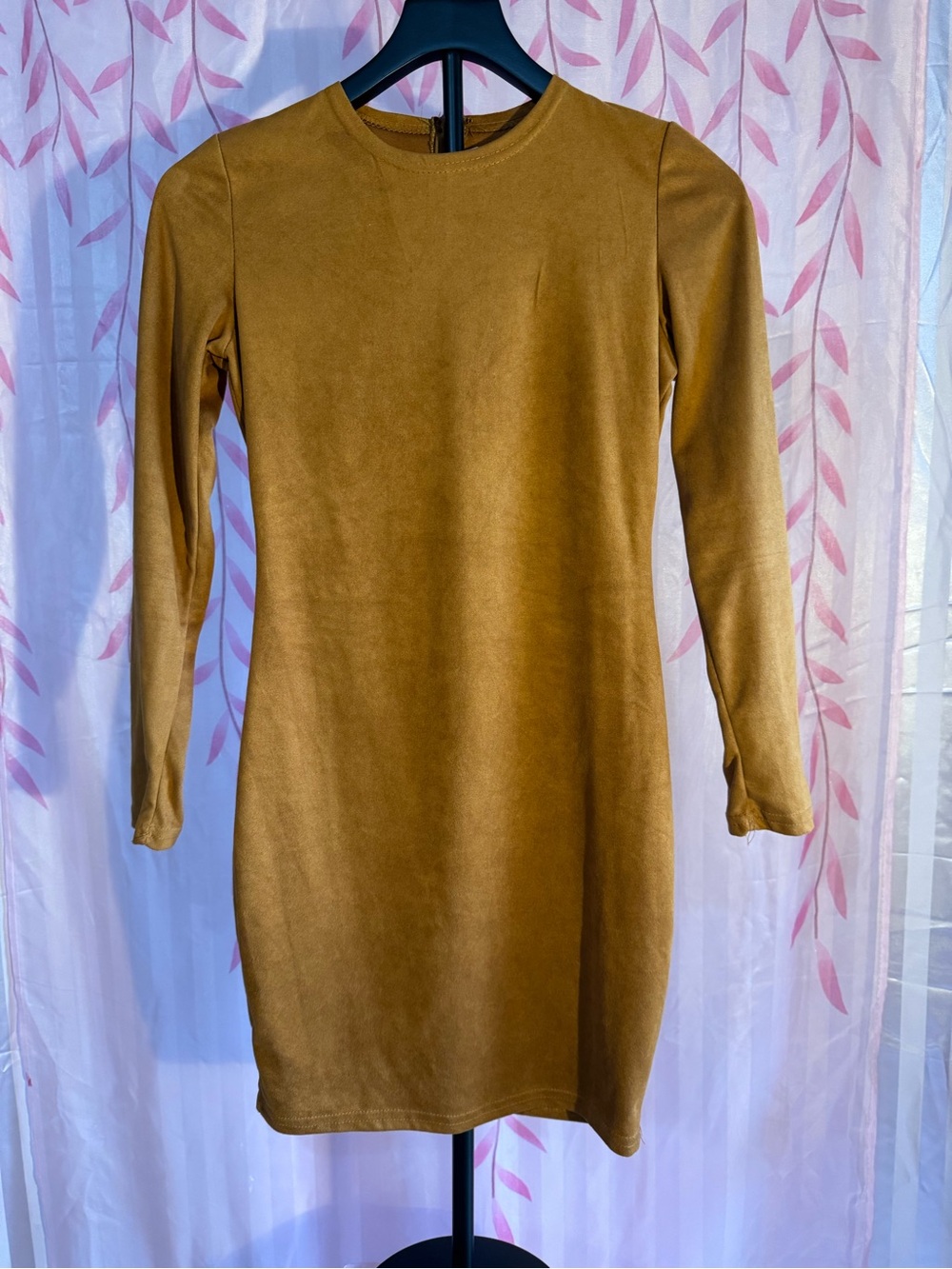 Women’s Suede Long-Sleeve Bodycon Dress